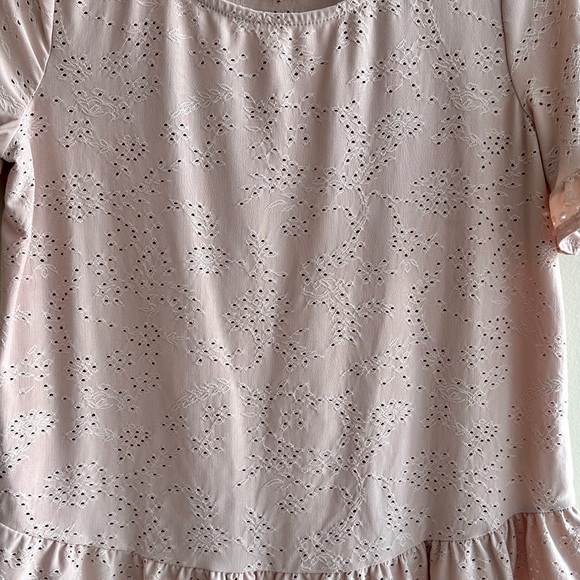 W5 Women's Blush Pink Eyelet Ruffle Short Sleeve Blouse, Size Small - Picture 5 of 16